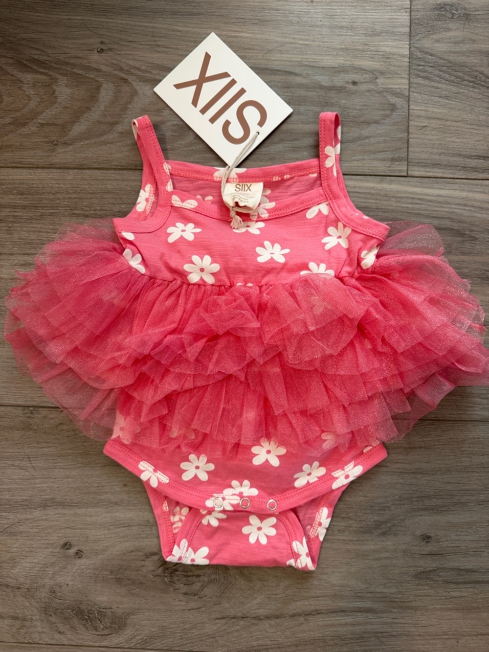 Pink Floral Tulle Tutu One-Piece Bodysuit for Kids